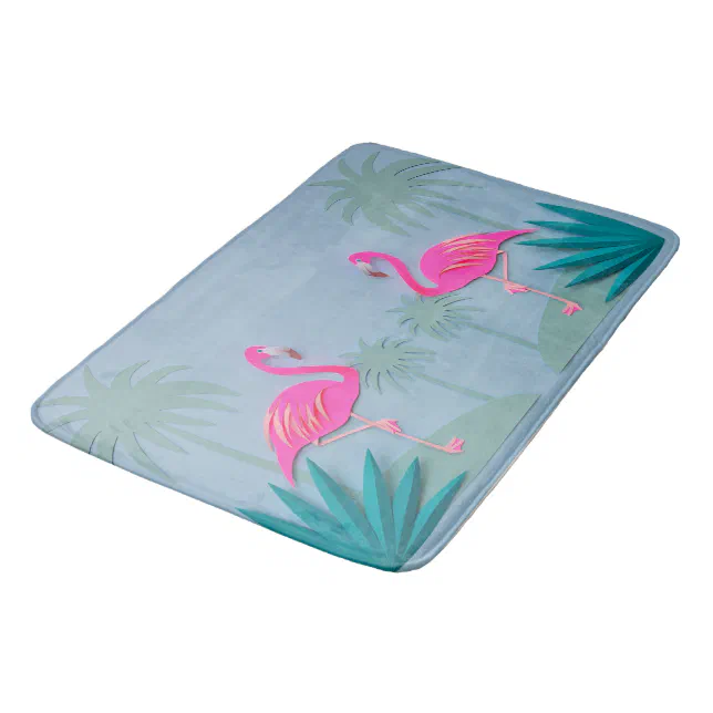 Tropical Pink Flamingo Bathroom Rug Mat Home Decor Zazzle