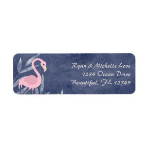 Tropical Pink Flamingo Beach Address Label