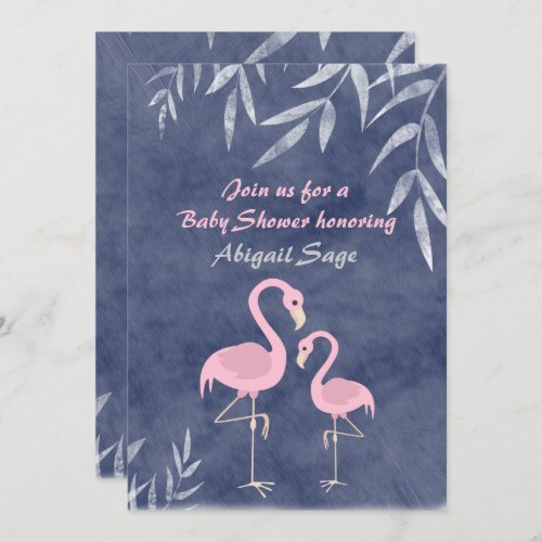 Tropical Pink Flamingo Beach Baby Shower Invite