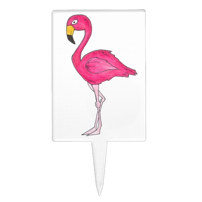 Tropical Pink Flamingo Beach Island Paradise Bird Cake Topper (Front)