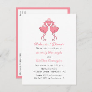 Tropical Pink Flamingo Beach Rehearsal Dinner Invitation Postcard