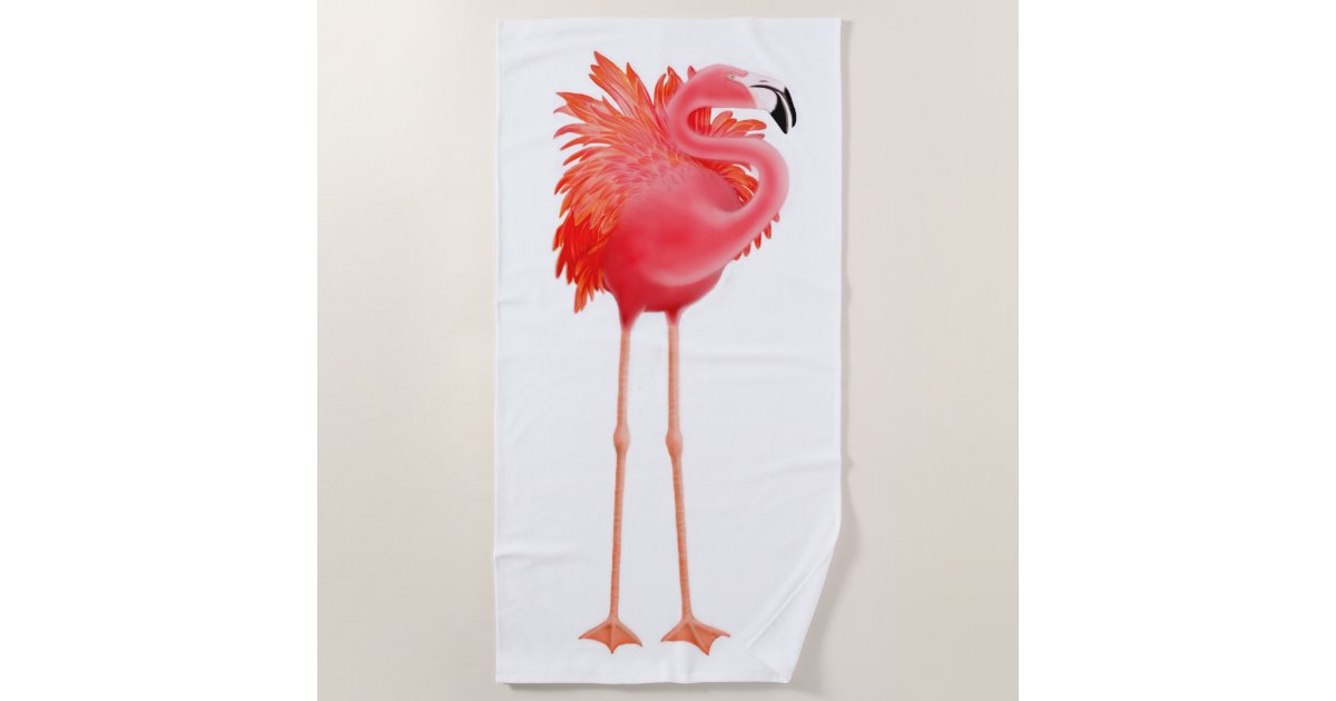 Tropical Pink Flamingo Beach Towel | Zazzle