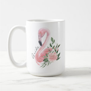 Tropical Pink Flamingo Beach Wedding Bride Coffee Mug