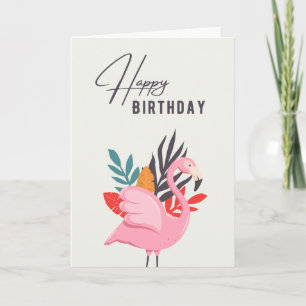 Tropical pink Flamingo birthday Card