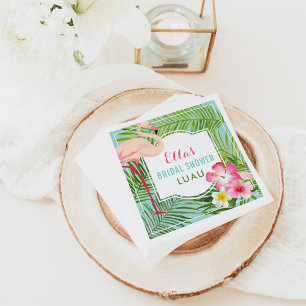 Tropical Pink Flamingo Bridal Shower Luau Napkins