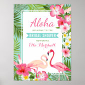 Tropical Pink Flamingo Bridal Shower Welcome Sign (Front)