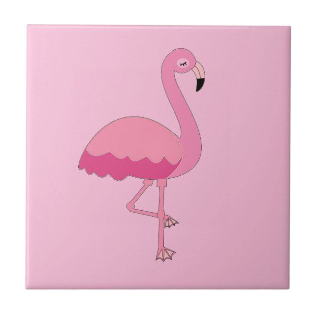 Tropical Pink Flamingo   Ceramic Tile (Front)