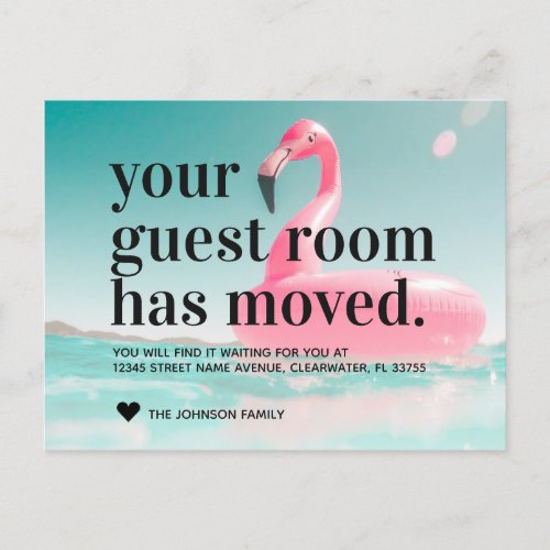Tropical Pink Flamingo Change of Address Moving Announcement Postcard