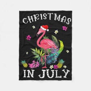 Tropical Pink Flamingo Christmas In July Summer 1 Fleece Blanket