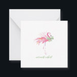 Tropical Pink Flamingo Christmas Watercolor Note Card<br><div class="desc">Wish friends and family a merry Christmas with my fun and unique tropical themed square greeting card in a miniature size. This cute pinkmas card pack features my original watercolor pink flamingo artwork with a green bow. The words Warmest Wishes are set in a trendy hand written style script typography....</div>