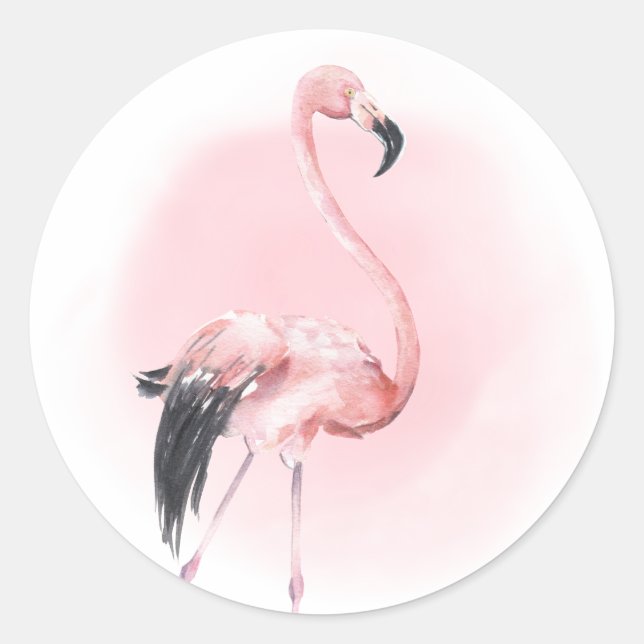 Tropical Pink Flamingo Classic Round Sticker (Front)