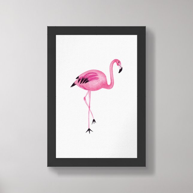 Tropical Pink Flamingo Coastal Room Decor (Framed Front)