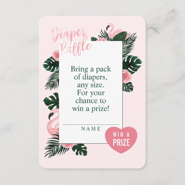 Tropical Pink Flamingo Diapers Raffle Enclosure (Front)