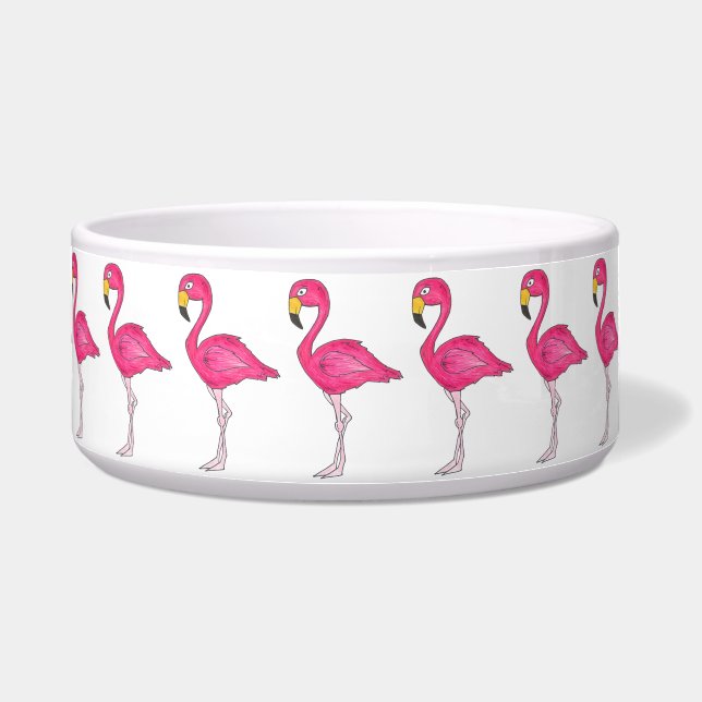Tropical Pink Flamingo Flamingos Bird Pet Bowl (Front)