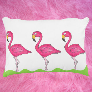 Tropical Pink Flamingo Flamingos Bird Pillow by rebeccaheartsny at Zazzle