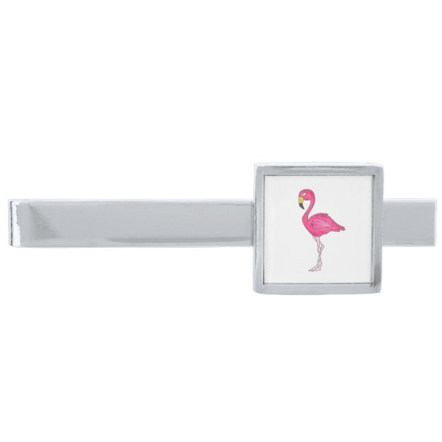 Tropical Pink Flamingo Flamingos Bird Tie Bar (Front)
