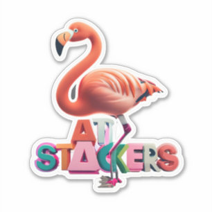 Tropical Pink Flamingo Floral Birthday Party Stick Sticker