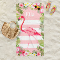 Tropical Pink Flamingo Floral Custom Monogram