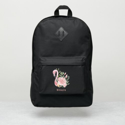Tropical Pink Flamingo Floral Port Authority Backpack