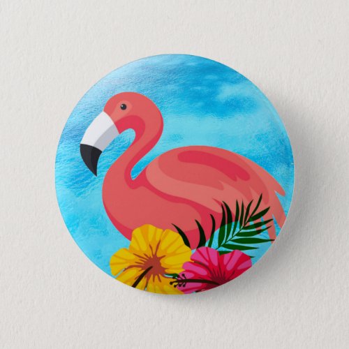 Tropical Pink Flamingo  Flower Button