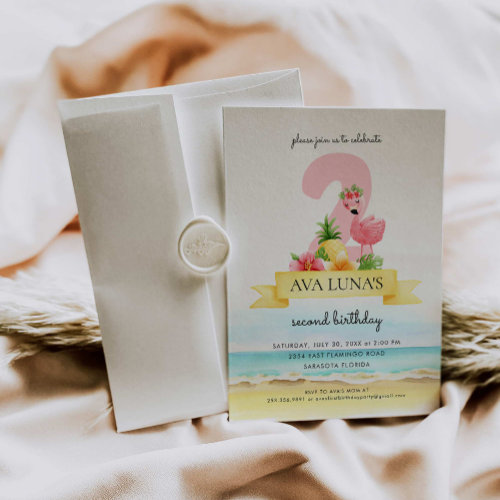 Tropical Pink Flamingo Girl 2nd Birthday