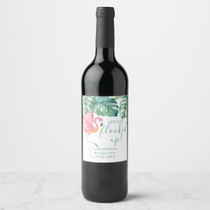 Tropical Pink Flamingo Girls Weekend Gifts Wine Label