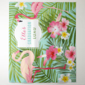 Tropical Pink Flamingo Graduation Luau Backdrop | Zazzle