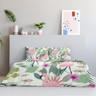 Tropical Pink Flamingo Green Leaf Unique Pillow Case