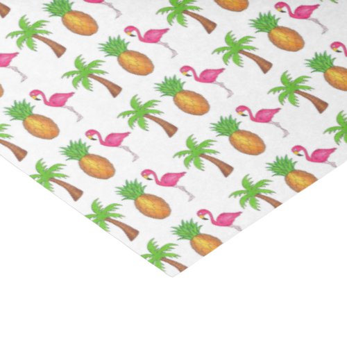 Tropical Pink Flamingo Green Palm Tree Pineapple Tissue Paper