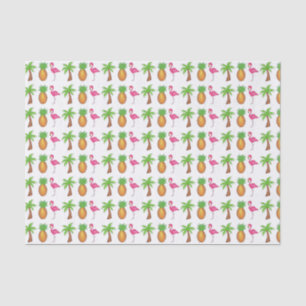 Tropical Pink Flamingo Green Palm Tree Pineapple Tissue Paper