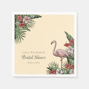 Tropical Pink Flamingo Hawaiian Bridal Shower Napkins