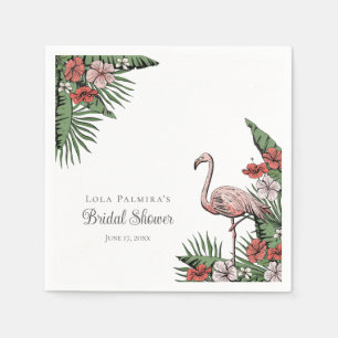 Tropical Pink Flamingo Hawaiian Bridal Shower Napkins