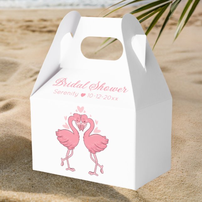 Tropical Pink Flamingo Hawaiian Luau Bridal Shower Favor Boxes (Creator Uploaded)