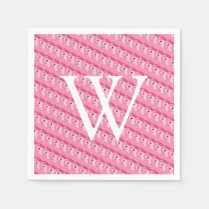 Tropical Pink Flamingo Initial Monogram Napkins