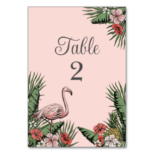 Tropical Pink Flamingo Luau Table Number Cards