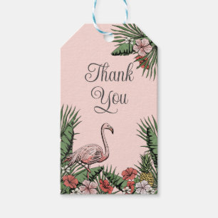 Tropical Pink Flamingo Luau Thank You Tags