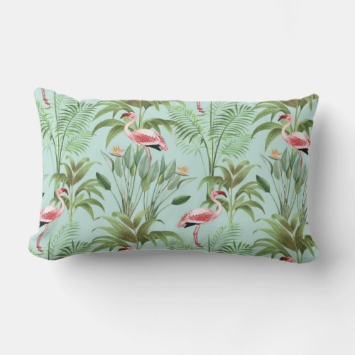 Tropical Pink Flamingo Lumbar Pillow