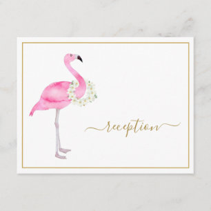 Tropical Pink Flamingo No Gifts Reception Party Invitation