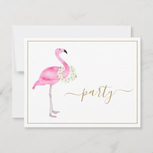 Tropical Pink Flamingo No Gifts Reception Party Invitation