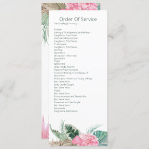 Tropical Pink Flamingo Order of Service Wedding Invitation