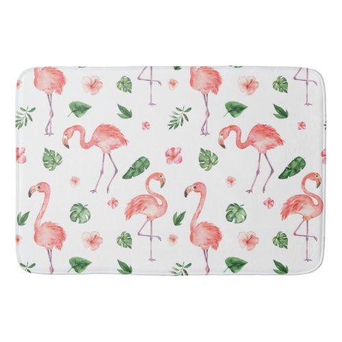 Tropical Pink Flamingo Pattern Bathroom Bath Mat