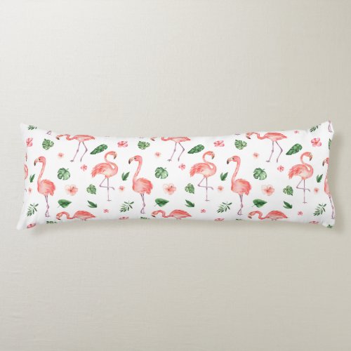 Tropical Pink Flamingo Pattern Body Pillow
