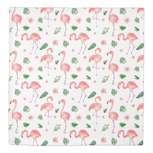 Tropical Pink Flamingo Pattern Duvet Cover