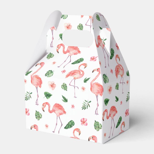 Tropical Pink Flamingo Pattern Favor Boxes (Front Side)