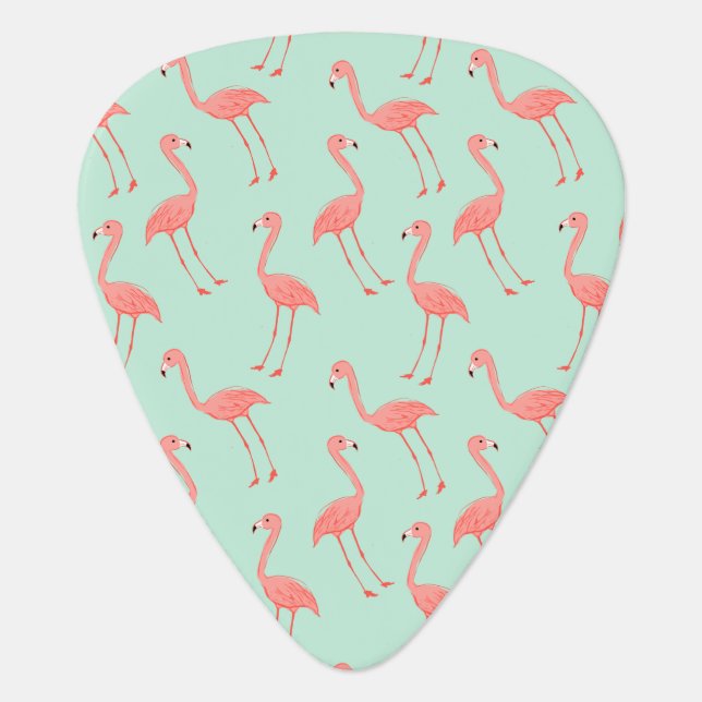 Tropical Pink Flamingo Pattern Guitar Pick (Front)