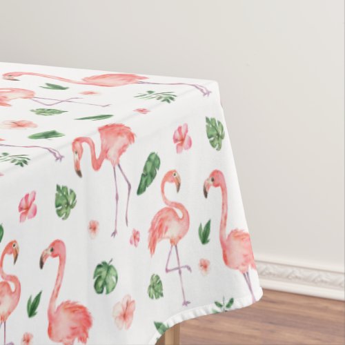 Tropical Pink Flamingo Pattern Kitchen Tablecloth