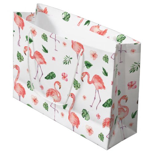 Tropical Pink Flamingo Pattern Large Gift Bag