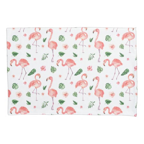 Tropical Pink Flamingo Pattern Pillow Case