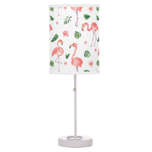 Tropical Pink Flamingo Pattern Table Lamp