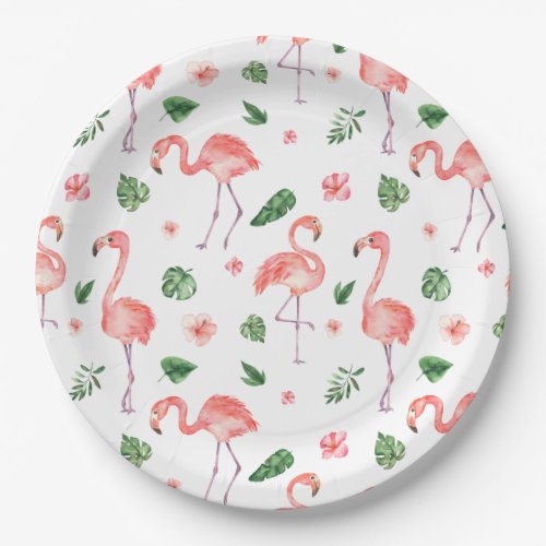 Tropical Pink Flamingo Pattern Tissue Paper Plates